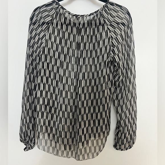 Isabel Marant Étoile - Zinya Top, sheer black/white geometric print- FR 40 US 8 - Picture 5 of 7